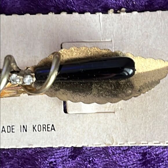 Vintage Elegant Goldtone and Black Barrettes Crystals Korea NWT - Picture 4 of 6